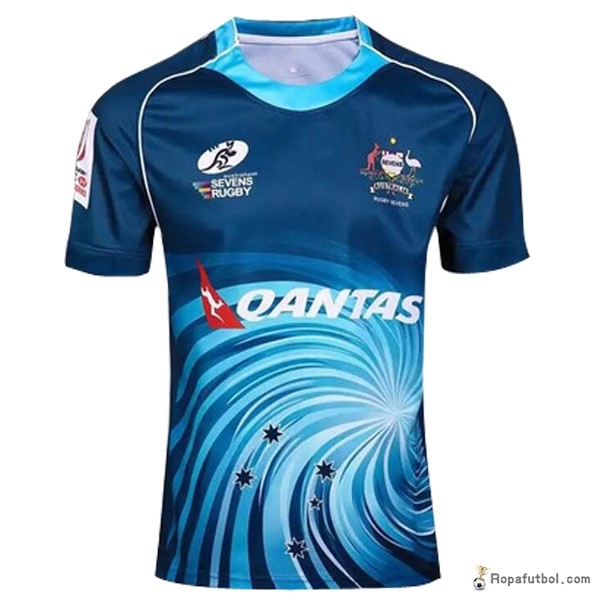 Camiseta Rugby Wallabies QANTAS Replica Segunda Ropa 2016/17 Azul